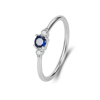 Alliance diamant zircon bleu en argent sterling 925 pour femme – bague de promesse en or blanc et diamant