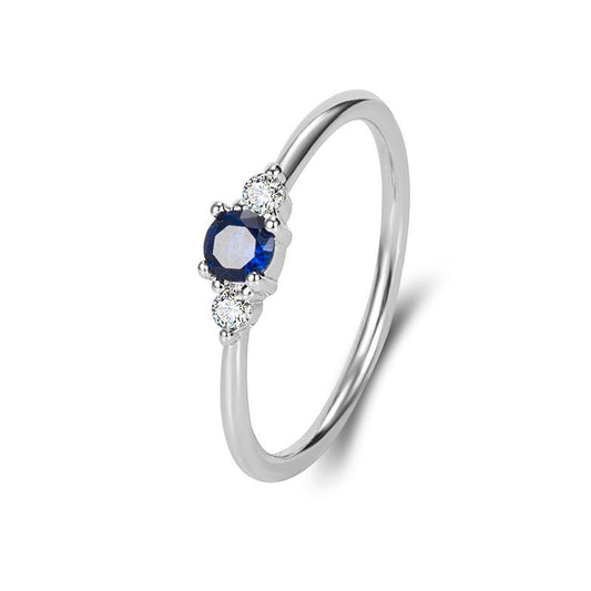 Alliance diamant zircon bleu en argent sterling 925 pour femme – bague de promesse en or blanc et diamant
