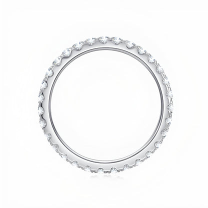 Alliance éternité épaisse 3mm Samira en argent sterling 925 plaqué or blanc et diamants vue latérale.