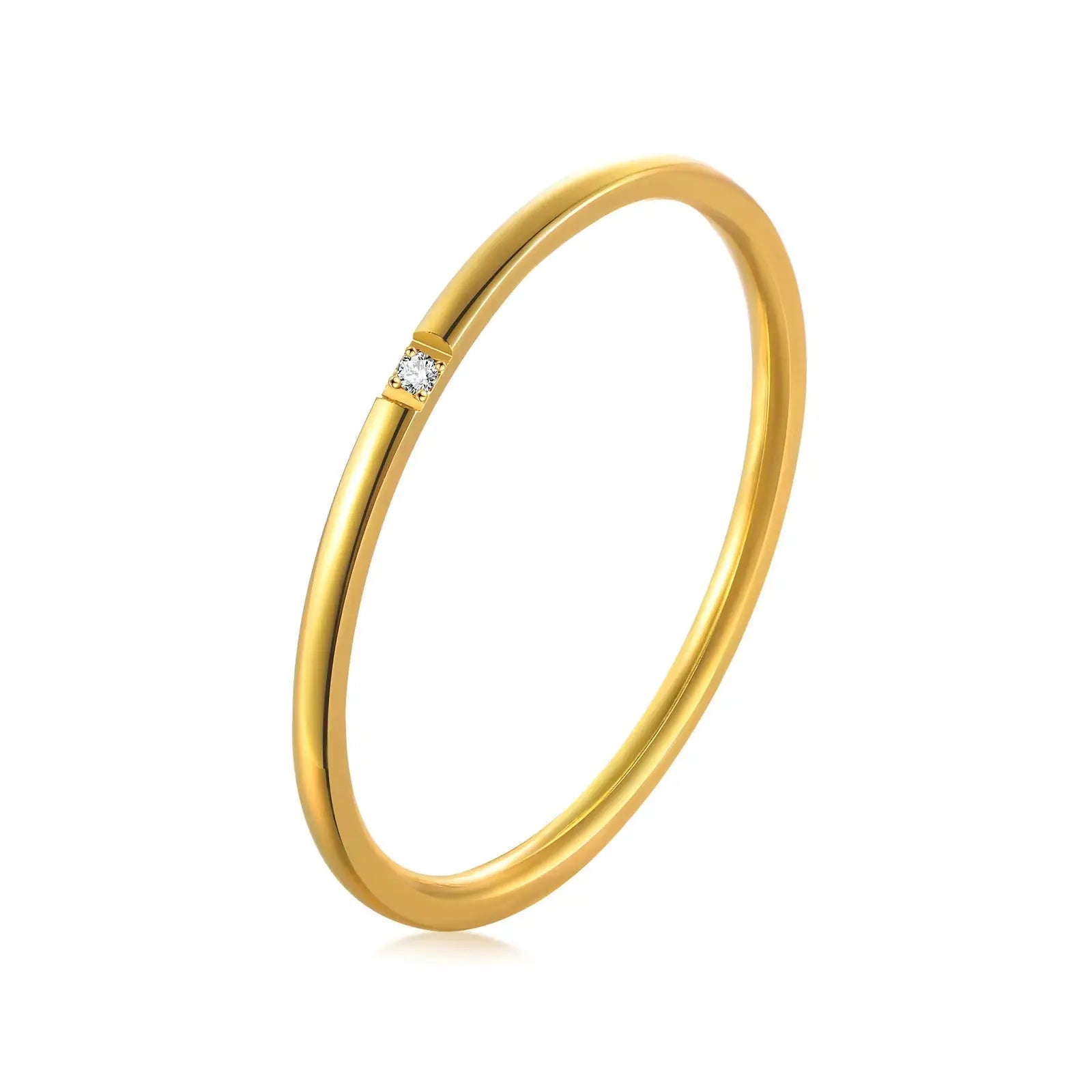 Alliance fine petites gemmes en or jaune variante une pierre sur fond. 