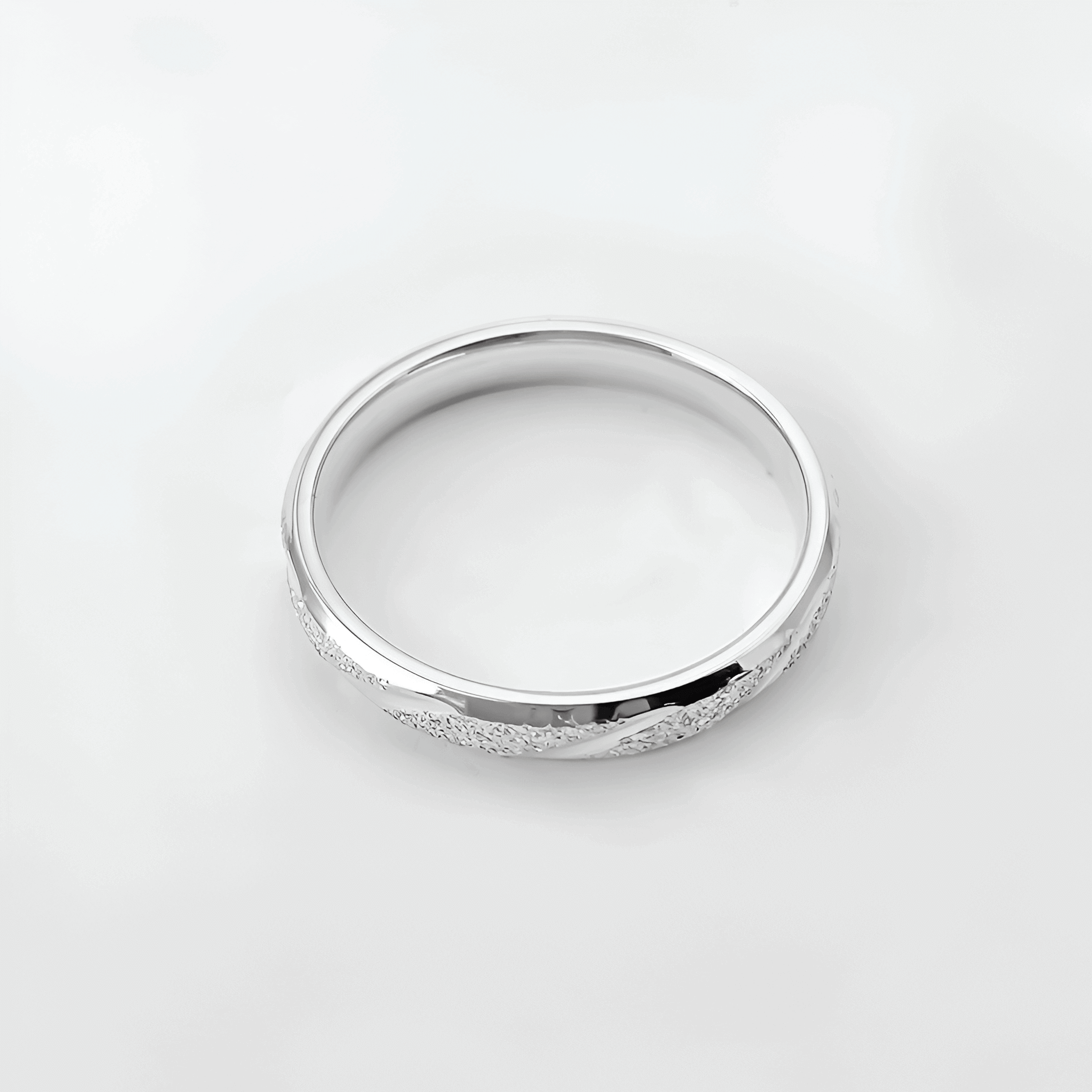 Bague en acier inoxydable rayée vue de dessus, alliance mariage pas cher en argent plaqué or blanc 14K, bijoux femme
