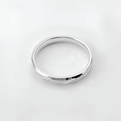 Bague en acier inoxydable rayée vue de dessus, alliance mariage pas cher en argent plaqué or blanc 14K, bijoux femme