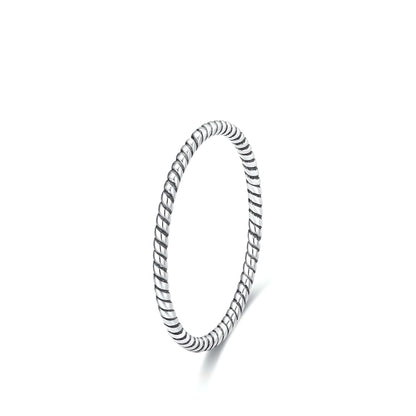 Alliance torsadée en argent 925 et or blanc 18K, parfaite comme bague de mariage pour femme ou bague de promesse