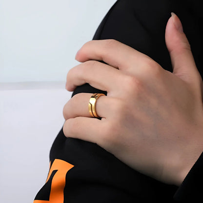 Anneau en acier inoxydable à rainures pour hommes et femmes - 6mm de largeur, léger et durable