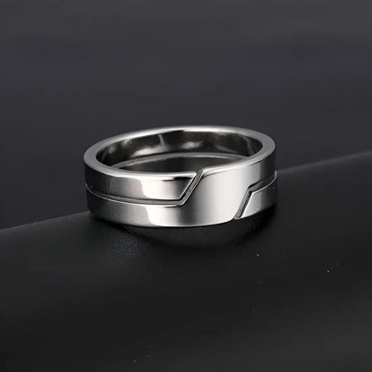 Anneau rainures en acier inoxydable pour hommes et femmes - choix de couleurs or, argent et noir