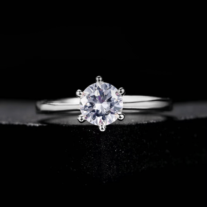 BAGUE SOLITAIRE 6 GRIFFES EN ARGENT