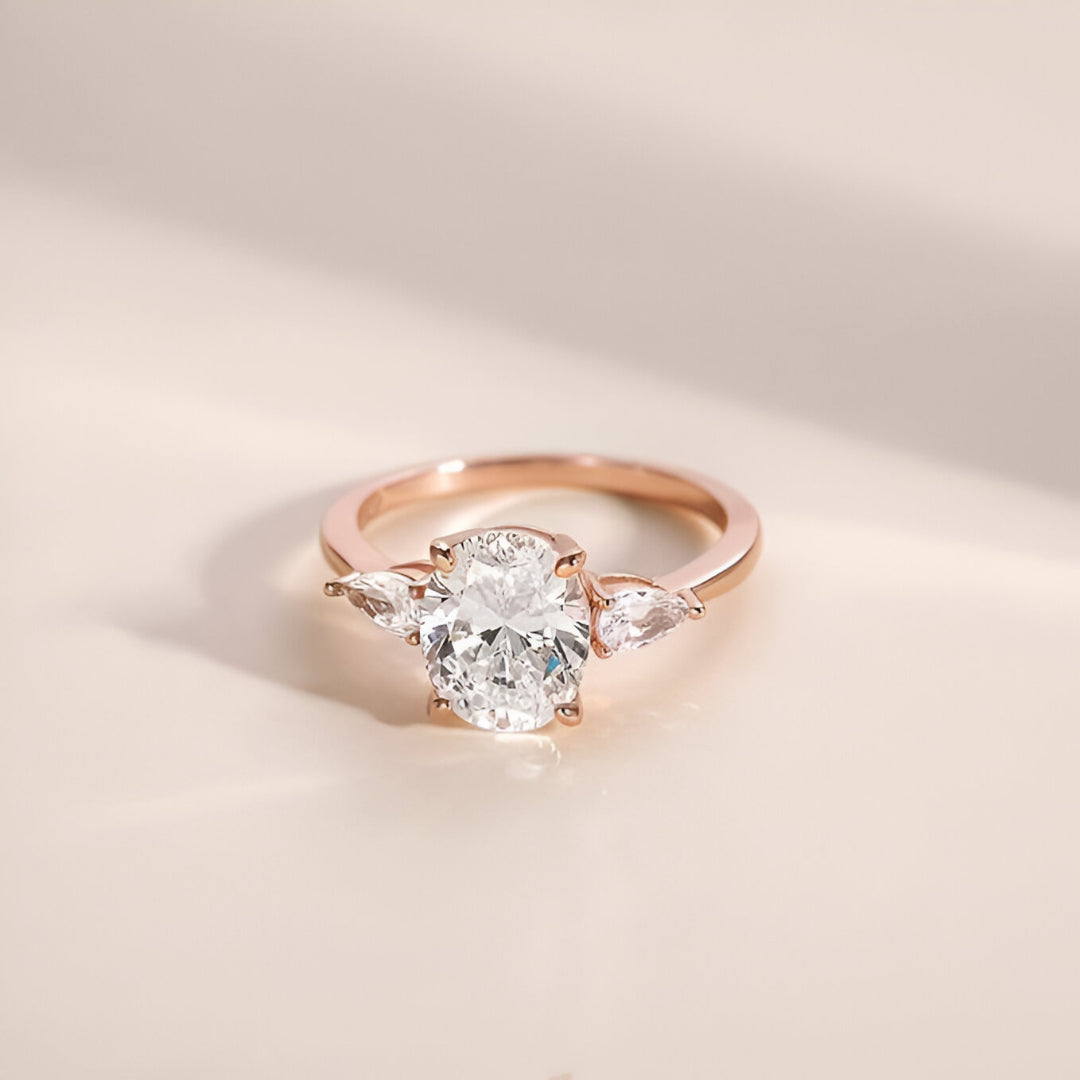 Bague coccinelle de diamants Opal en argent 925 plaqué or rosé féminin vue de face.