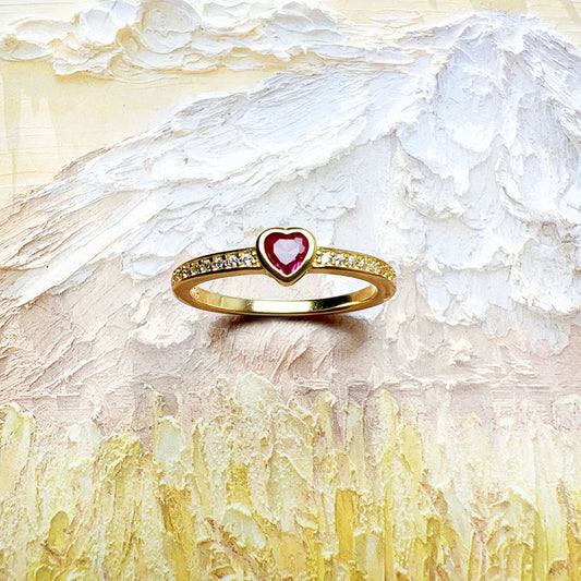 BAGUE CŒUR DIAMANT ROUGE LA PETITE REBELLE
