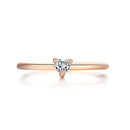 Bague de fiançailles en or rosé cœur élégant, diamant de zircon cubique, plaquage or rosé 14K, un choix raffiné pour les moments précieux - La Petite Rebelle