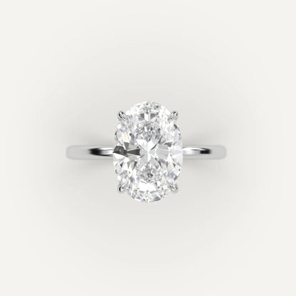 Bague de mariage diamant serti griffes Miranda en argent 925 plaqué or blanc discret vue de face.
