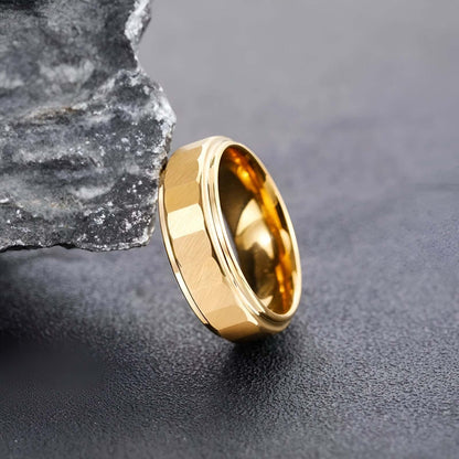 Alliance Ruban Facetté Sélia Tungstène Plaqué Or Jaune