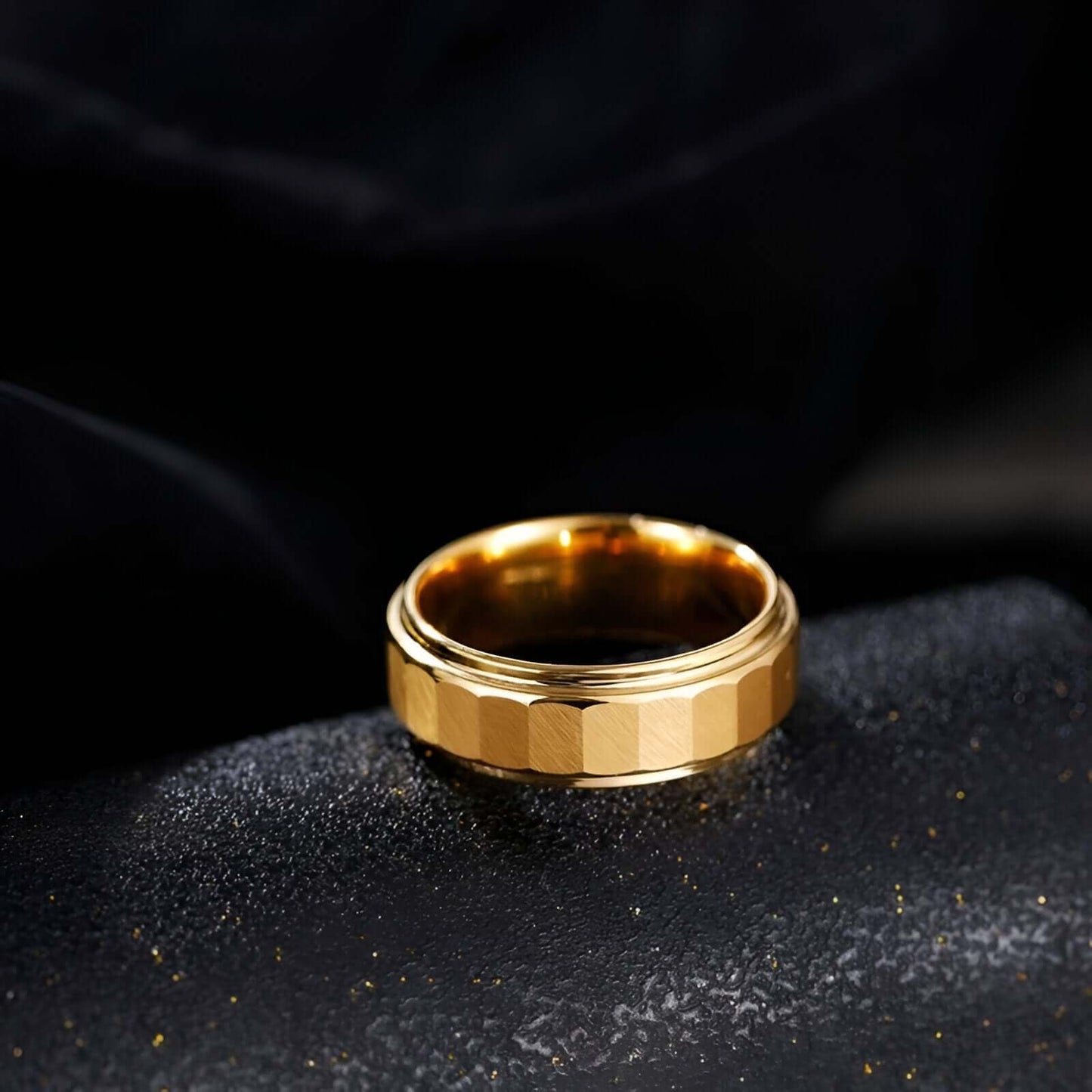 Alliance Ruban Facetté Sélia Tungstène Plaqué Or Jaune