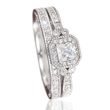 Bague Duo Liora Plaqué Or Blanc Diamant Naturel