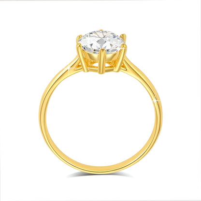 Bague de fiançailles en or 14K avec diamant de moissanite, vue latérale, design fin et sophistiqué – Rayon d’Éternité Solitaire – La Petite Rebelle.