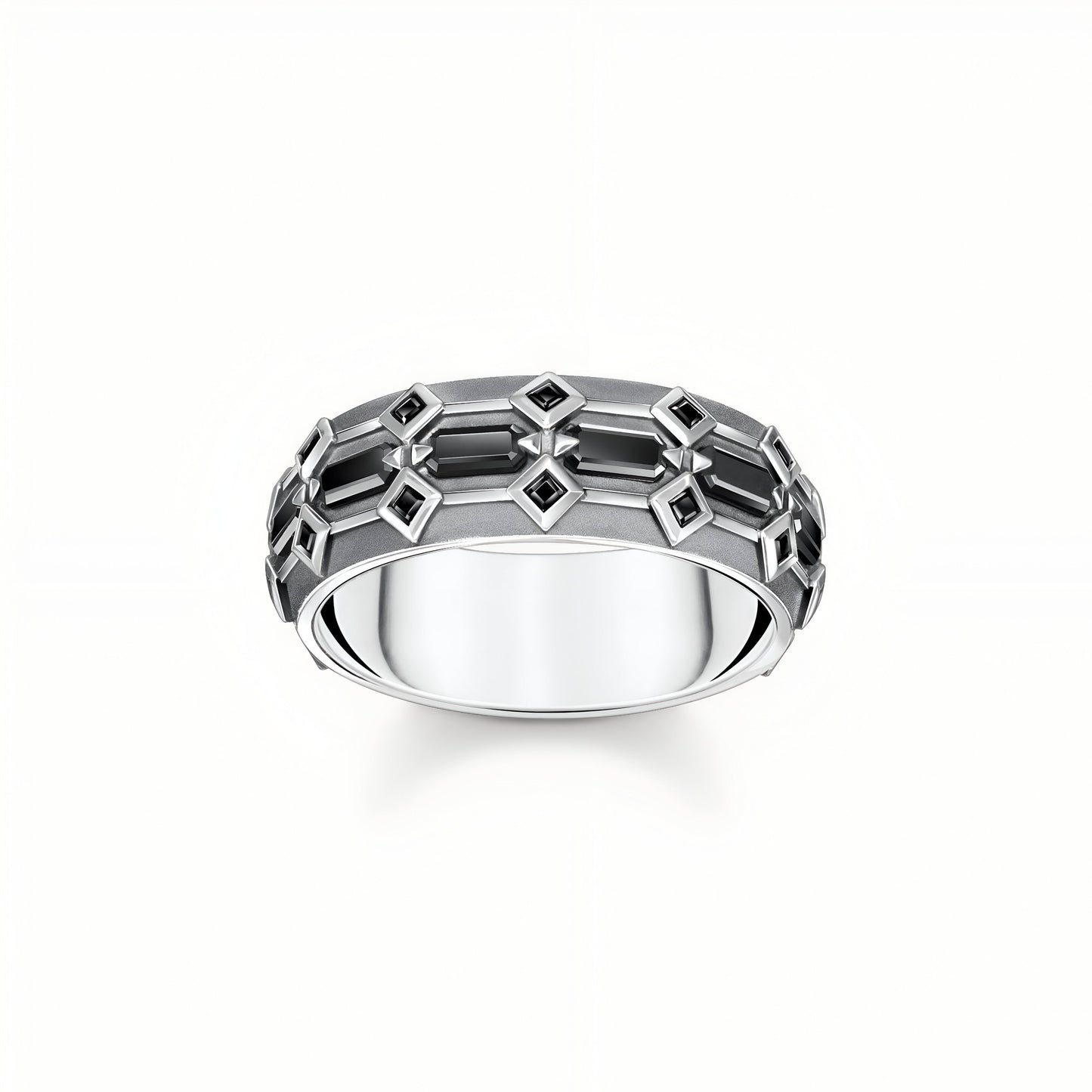 BAGUE MOTIF ARCHITECTONIQUE EN ARGENT OXYDÉ LA PETITE REBELLE