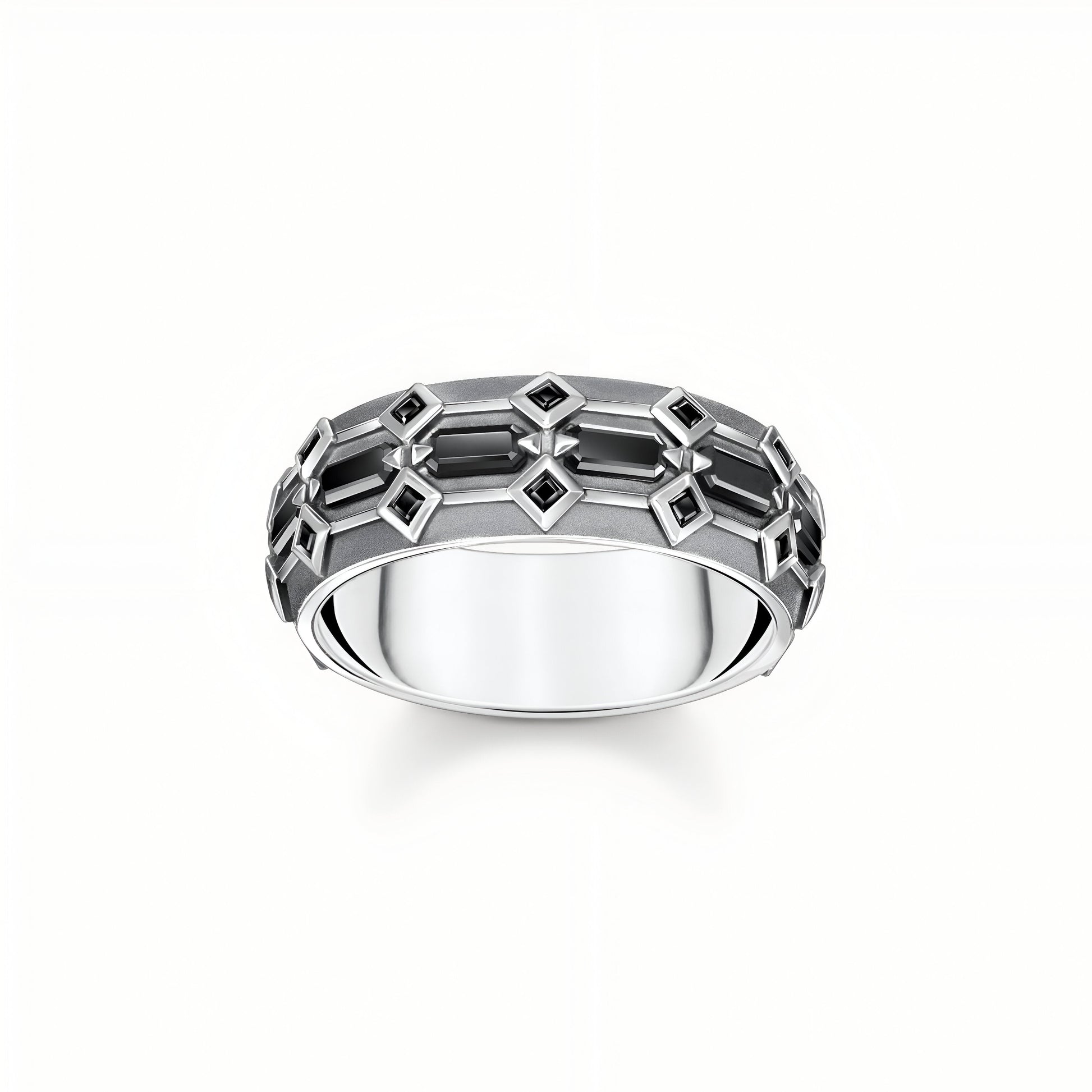 BAGUE MOTIF ARCHITECTONIQUE EN ARGENT OXYDÉ LA PETITE REBELLE