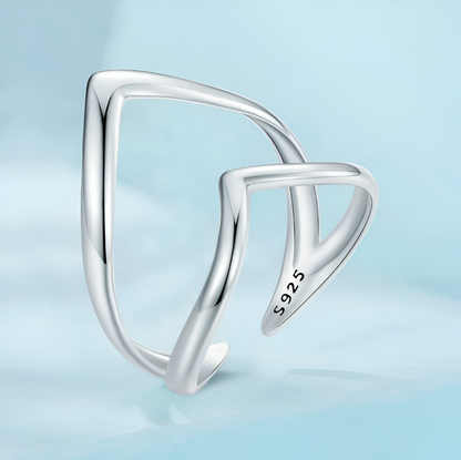 Bague ouverte en argent avec entaille simple, plaquage or blanc 18K, une touche sophistiquée pour sublimer chaque tenue - La Petite Rebelle