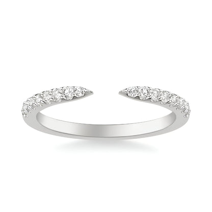 Vue aérienne de la bague ouverte en argent sterling 925, avec détails de diamants zircons étincelants et finition or blanc 18K, créant une brillance captivante sur votre doigt - La Petite Rebelle