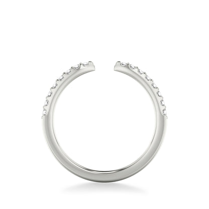 Bague ouverte en argent sterling 925 vue de côté, avec ses diamants zircon finement sertis, offrant une touche de glamour avec son plaquage or blanc 18K - La Petite Rebelle