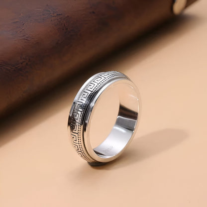 Bague rotative anti-stress en argent 925 et platine vue de côté.