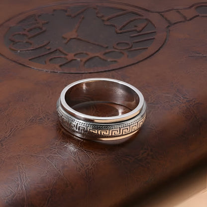 Bague rotative anti-stress en argent 925 et platine à plat.