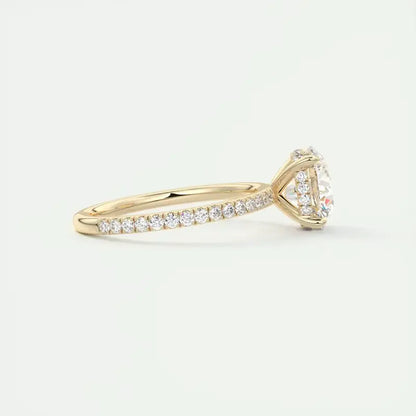Bague solitaire Artemis en argent 925 plaqué or jaune lumineux et diamants vue de côté.