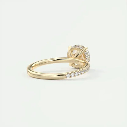 Bague solitaire Artemis en argent 925 plaqué or jaune chaleureux et diamants vue de dos.