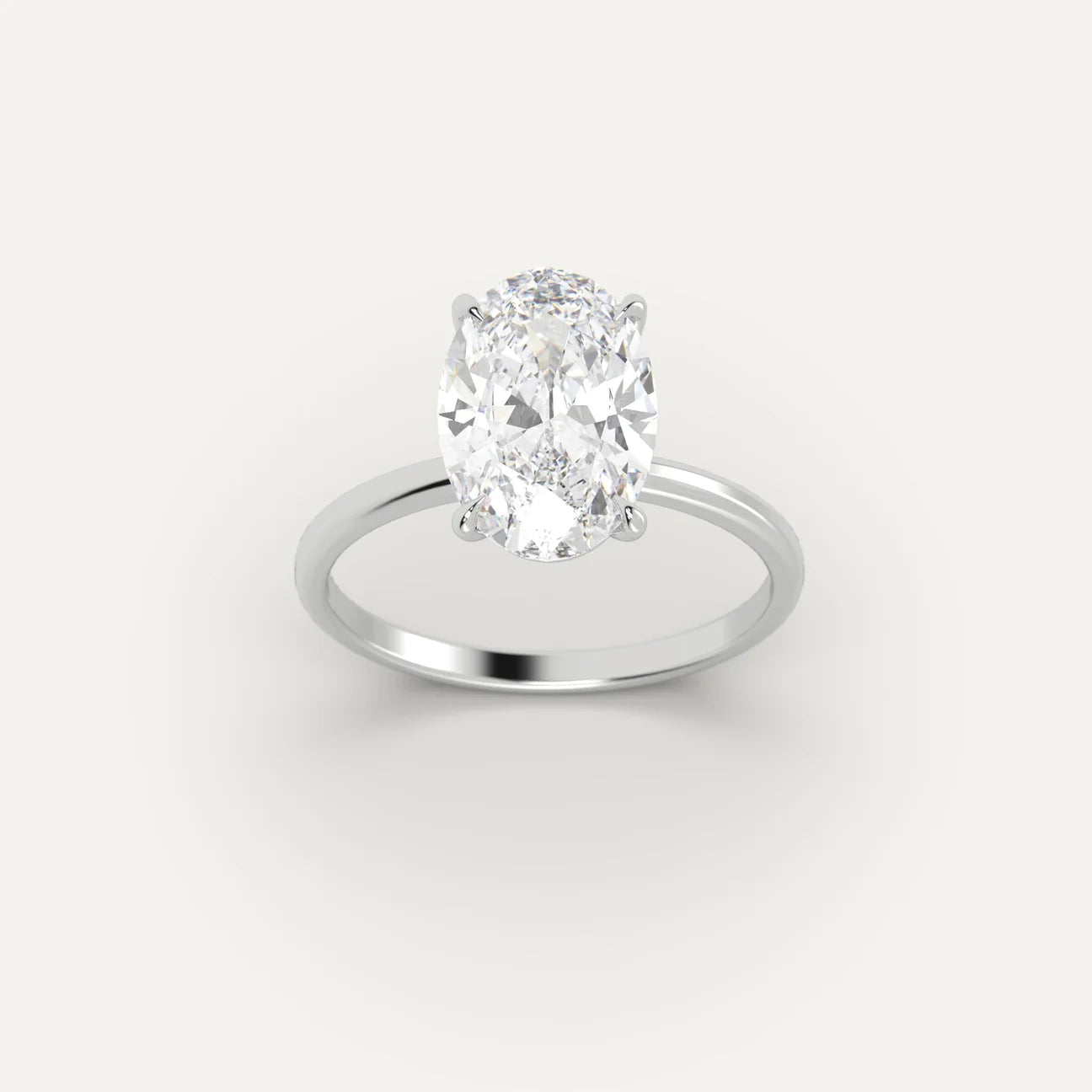 Bague solitaire en or blanc et diamant naturel vue de front.