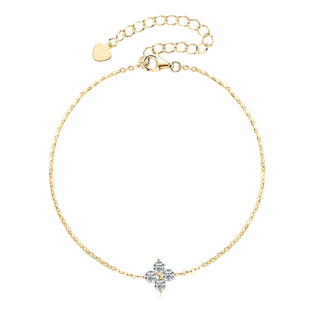 Design élégant du bracelet fleur de luxe en or 18K, zircons brillants pour sublimer votre poignet