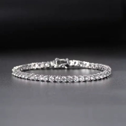Bracelet tennis riad en argent 925 plaqué or blanc et diamants vue de face.