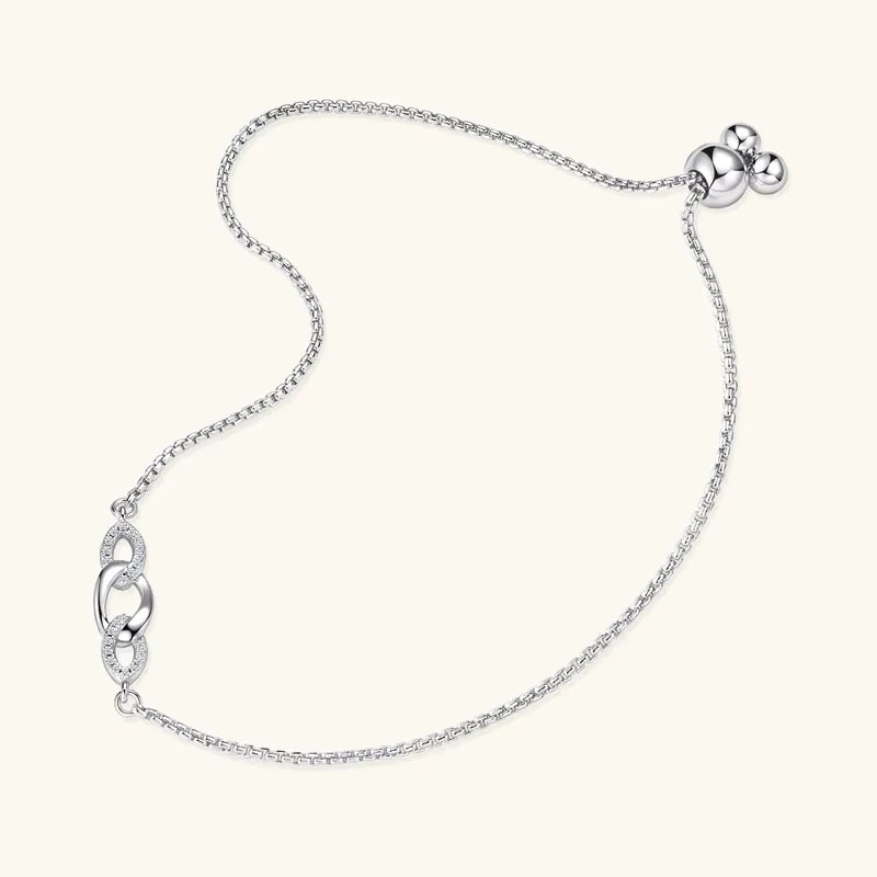 Chaîne amovible nœud en argent plaqué or blanc et diamants synthétiques à plat.