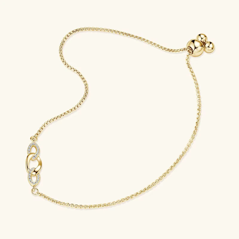 Chaîne amovible nœud en argent plaqué or jaune et diamants synthétiques à plat.