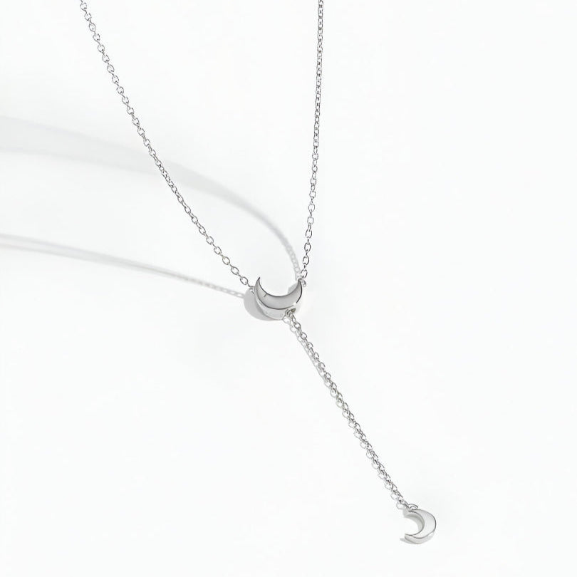 COLLIER DOUBLE CROISSANT DE LUNE EN ARGENT