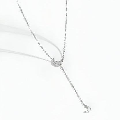 COLLIER DOUBLE CROISSANT DE LUNE EN ARGENT