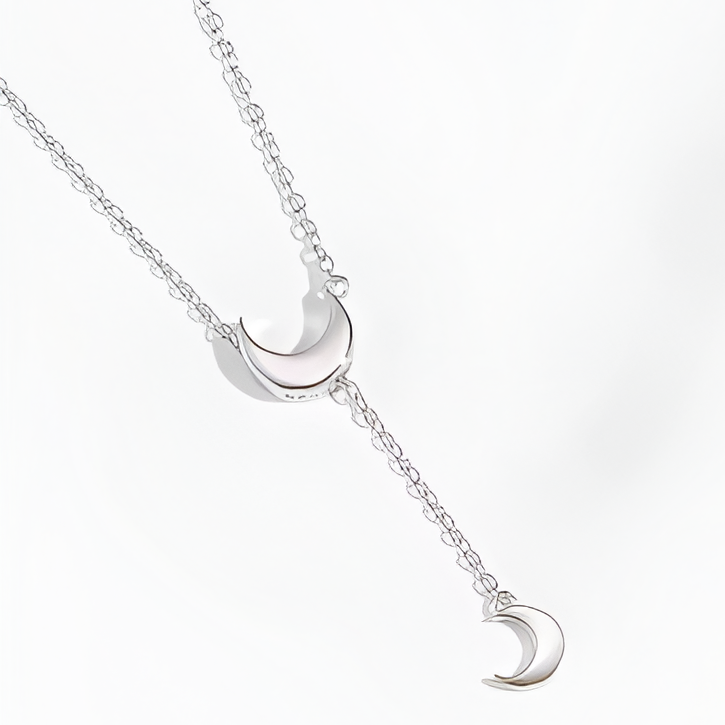 COLLIER DOUBLE CROISSANT DE LUNE EN ARGENT