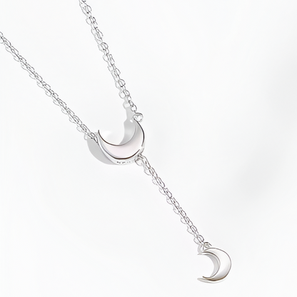 COLLIER DOUBLE CROISSANT DE LUNE EN ARGENT