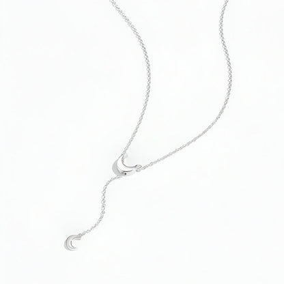 COLLIER DOUBLE CROISSANT DE LUNE EN ARGENT