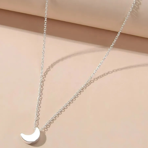 Collier Fantaisie Lune Lunara Plaqué Or Blanc