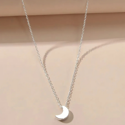 Collier Fantaisie Lune Lunara Plaqué Or Blanc