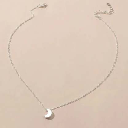 Collier Fantaisie Lune Lunara Plaqué Or Blanc