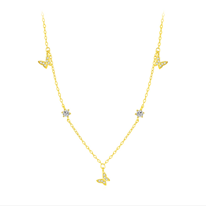 Collier Fantaisie Papillons Éclat Doré
