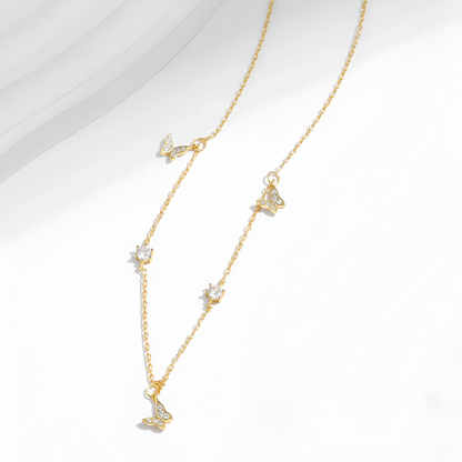 Collier Fantaisie Papillons Éclat Doré