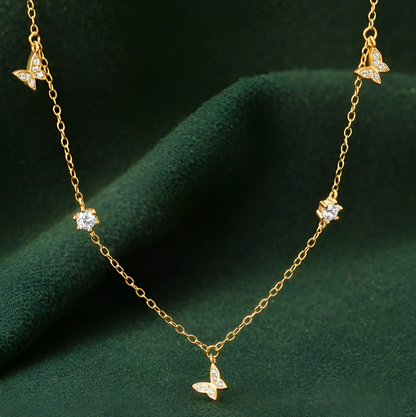 Collier Fantaisie Papillons Éclat Doré