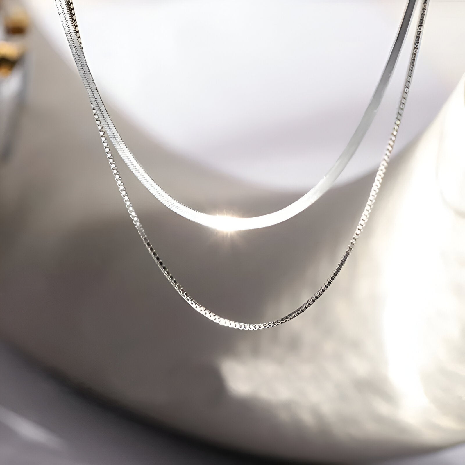 Collier multi-chaînes Aria en argent 925 vue de proche.