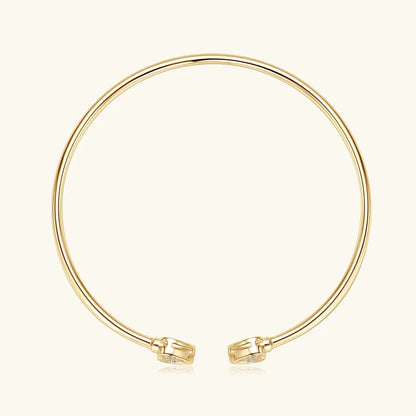 Bracelet jonc duo cœur doré en argent 925 plaqué or jaune et diamants vue du dessus.
