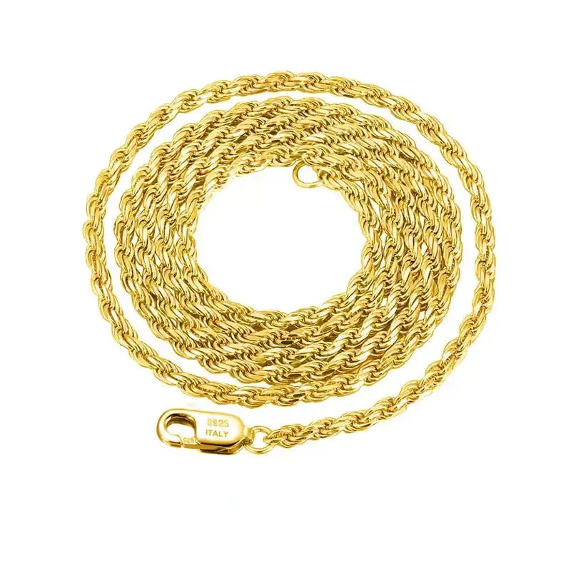 Collier maille torsadée en argent 925 plaqué or jaune enroulée.