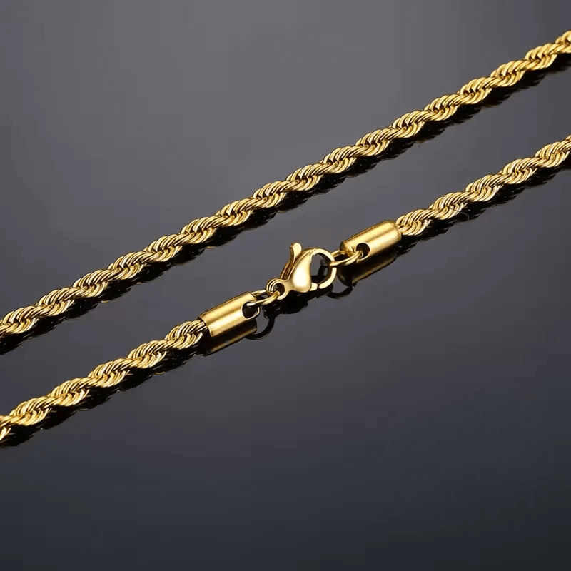 Collier maille torsadée en argent 925 plaqué or jaune vue sur le fermoir.