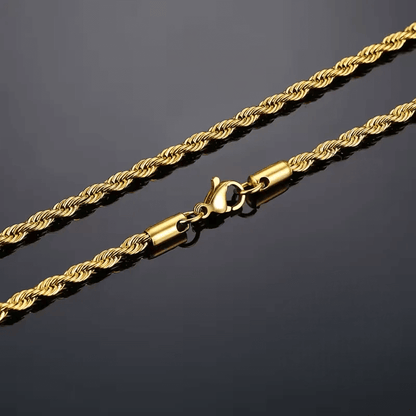 Collier maille torsadée en argent 925 plaqué or jaune vue sur le fermoir.