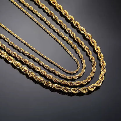 Toutes les variantes du collier maille torsadée en argent 925 plaqué or jaune à plat.