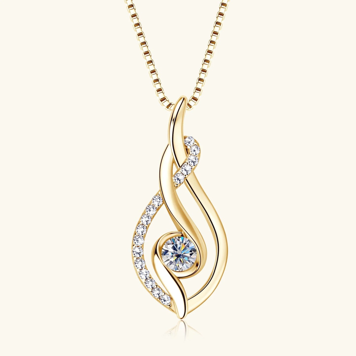 Pendentif ondulé maille vénitienne Agata en argent 925 plaqué or jaune lumineux et diamants vue de face.
